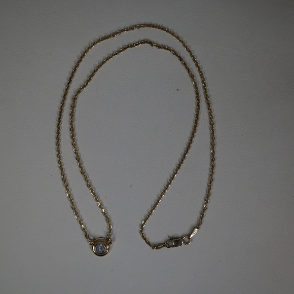 14KY Gold 1/3ct. Bezel Set Diamond 18" Necklace - Picture 3 of 6
